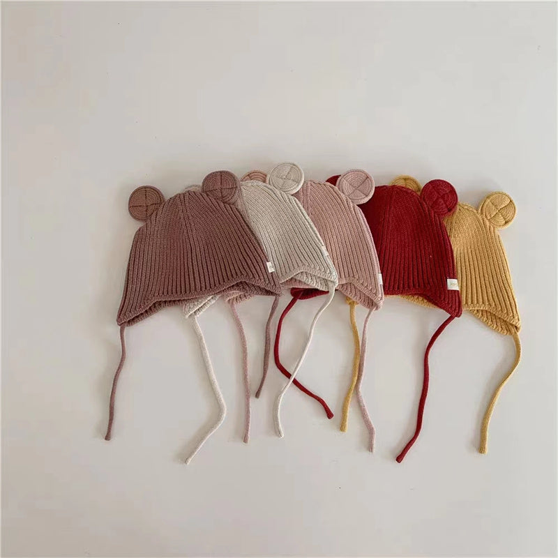 100% Cotton Striped Baby Beanie with Ears