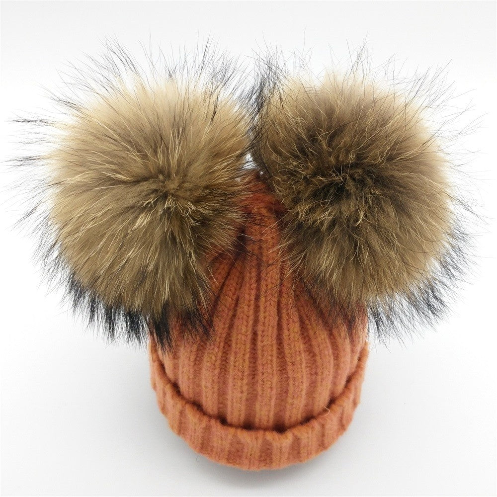 Cable Knit Beanie with Pom-Poms – Adults & Kids