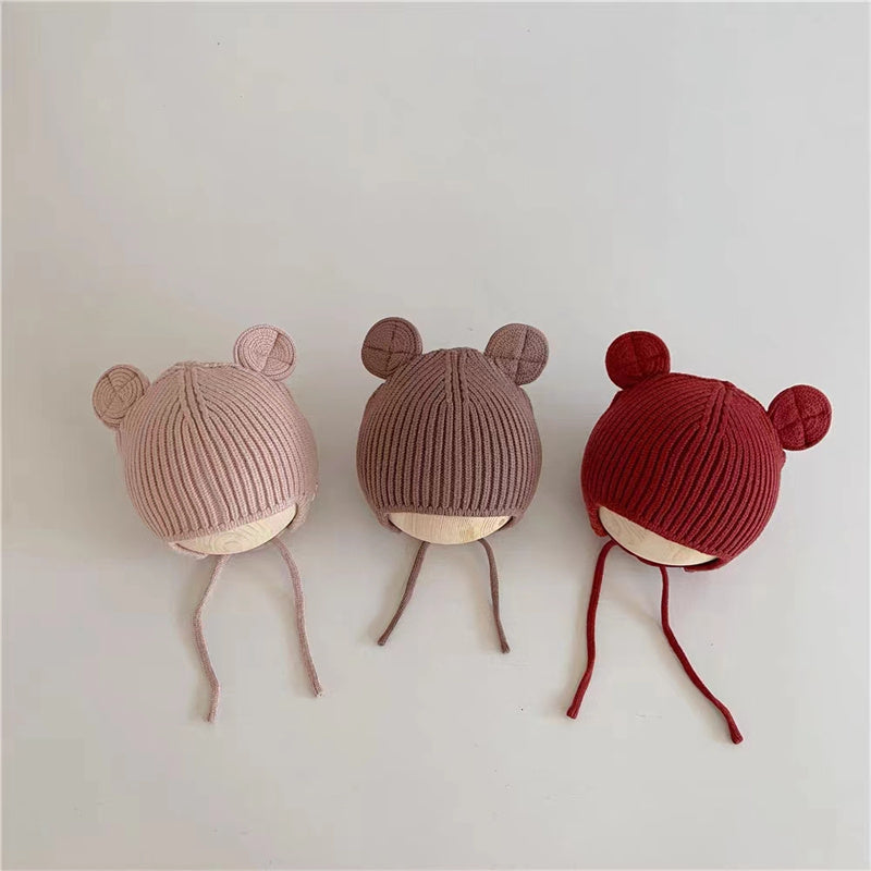 100% Cotton Striped Baby Beanie with Ears