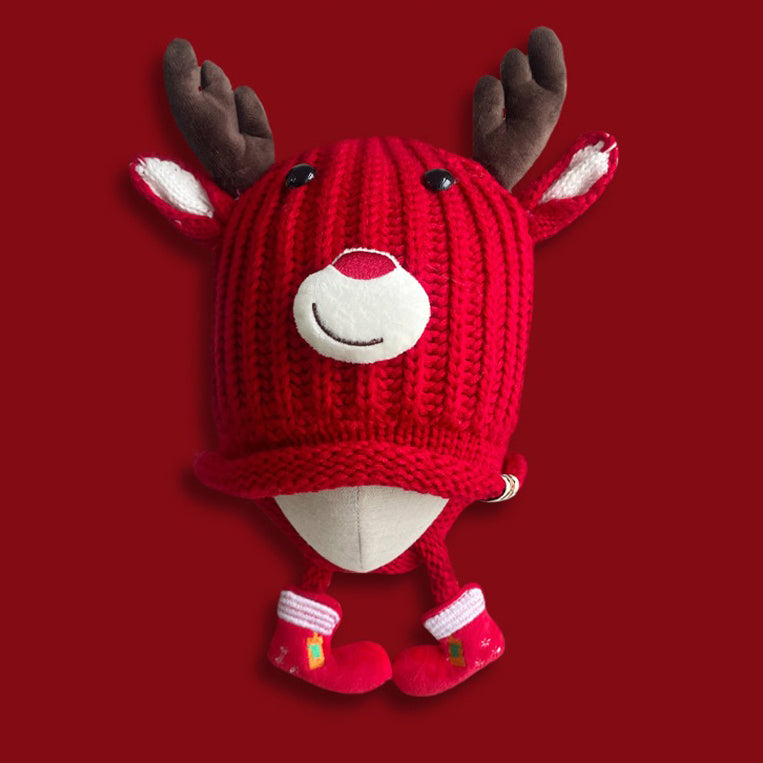Kids Christmas Beanie – Reindeer Antlers Hat