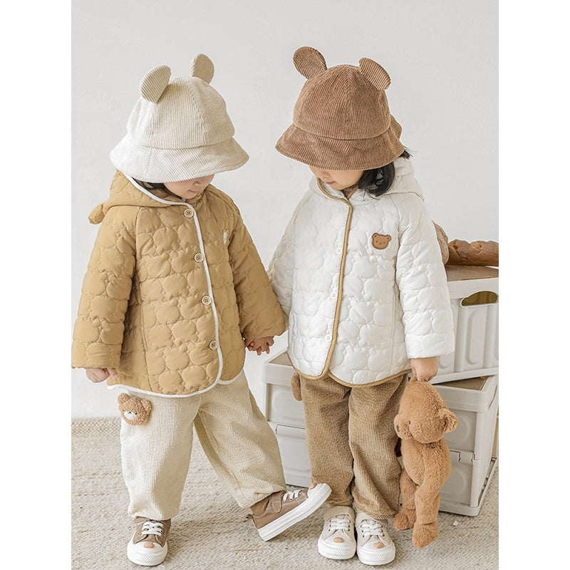 Corduroy Baby Bucket Hat with 3D Bear Ears