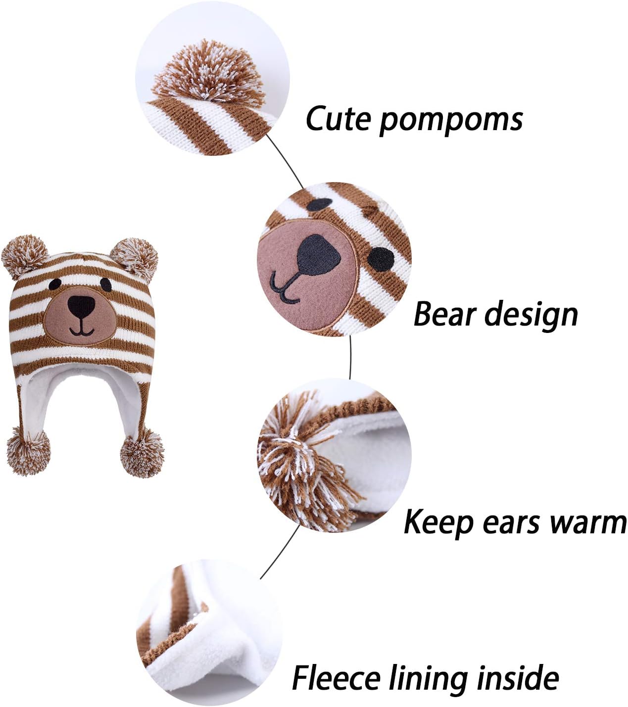 Kids Winter Earflap Knit Hat – Fleece Lined