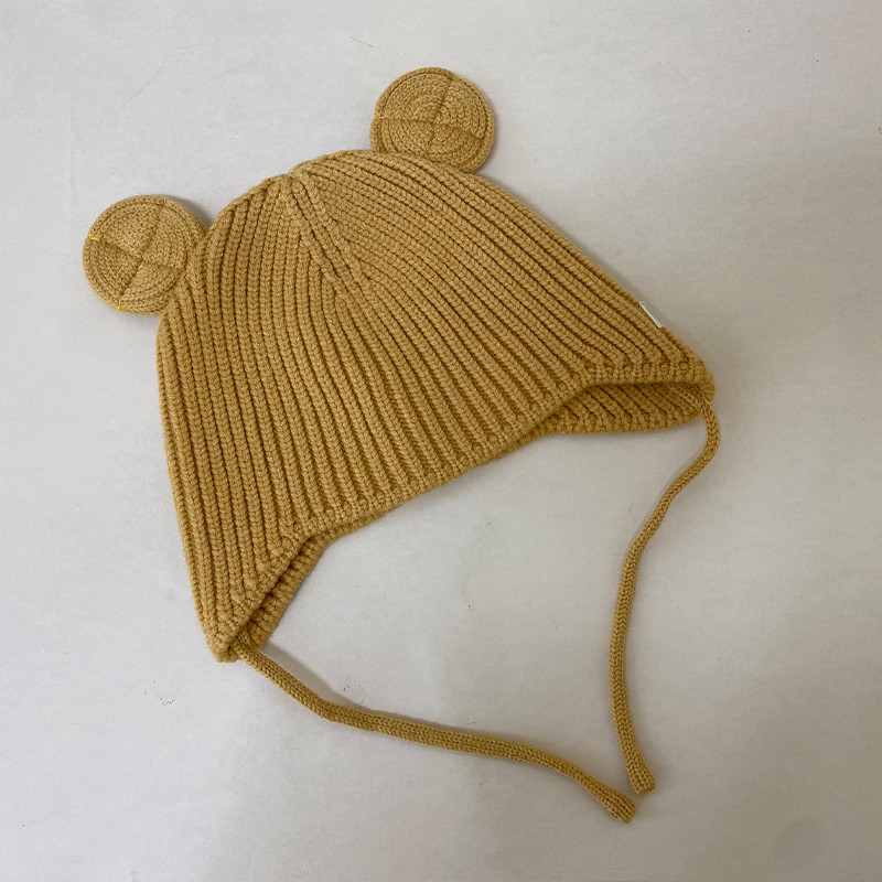 100% Cotton Striped Baby Beanie with Ears